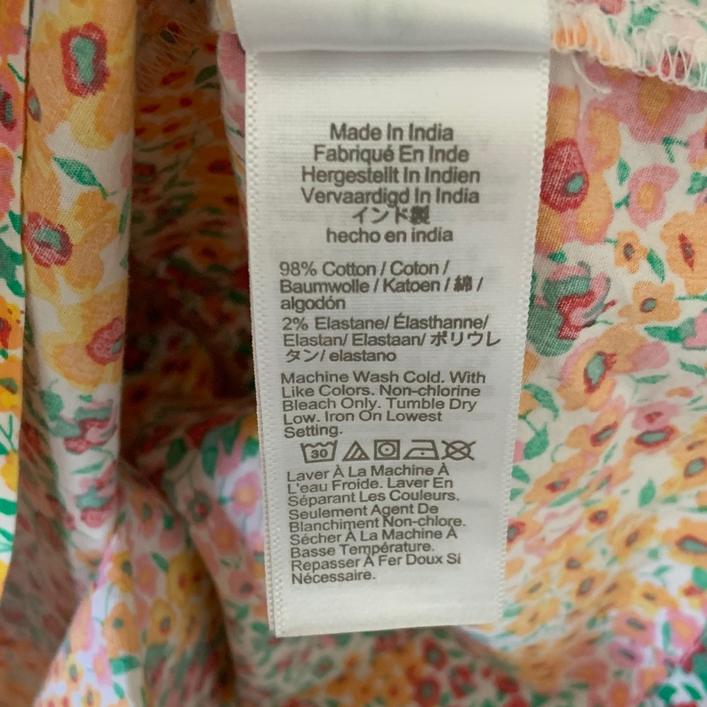 J. Crew Factory Yellow Multicolor Floral Sleeveless Cotton Dress - Picture 7 of 10